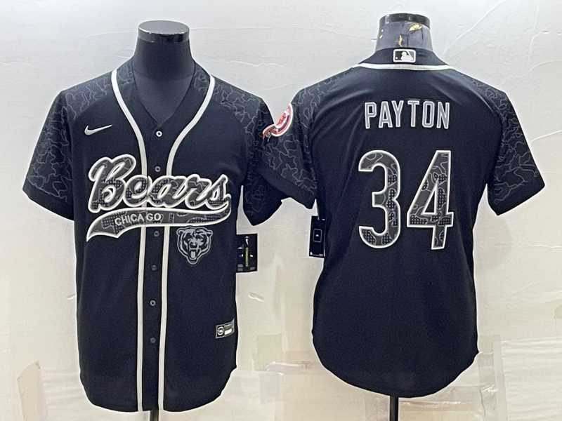 Mens Chicago Bears #34 Walter Payton Black Reflective Limited Stitched Football Jersey